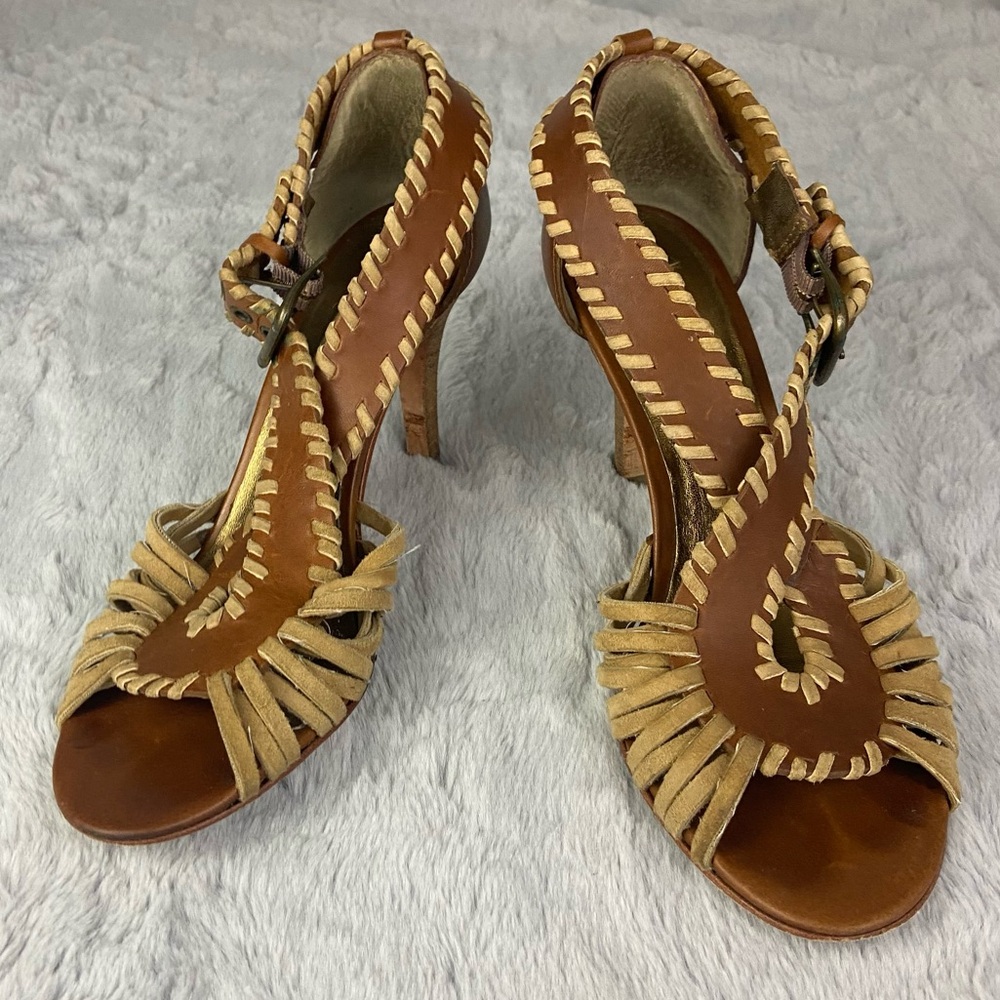 Cynthia Vincent Leather Baja High Heel Sandals Size 6.5